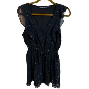 Abercrombie & Fitch Navy Patterned Butterfly Sleeve Pleated Mini Dress